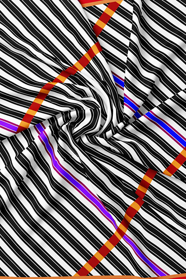SİYAH GEOMETRİK DESENLİ TWILL EŞARP 2