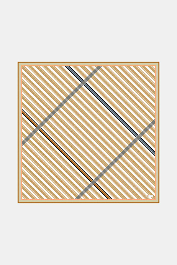 CAMEL GEOMETRİK DESENLİ TWILL EŞARP