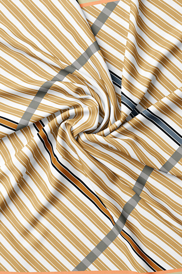 CAMEL GEOMETRİK DESENLİ TWILL EŞARP 2