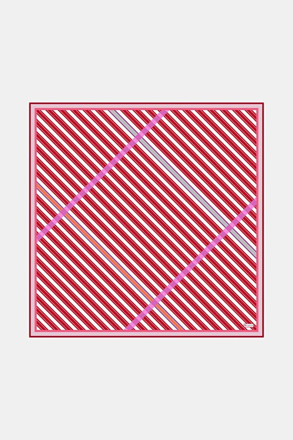 KIRMIZI GEOMETRİK DESENLİ TWILL EŞARP