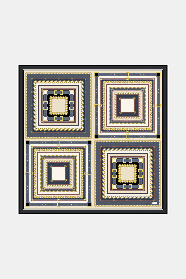 ANTRASİT OBJE DESENLİ TWILL EŞARP