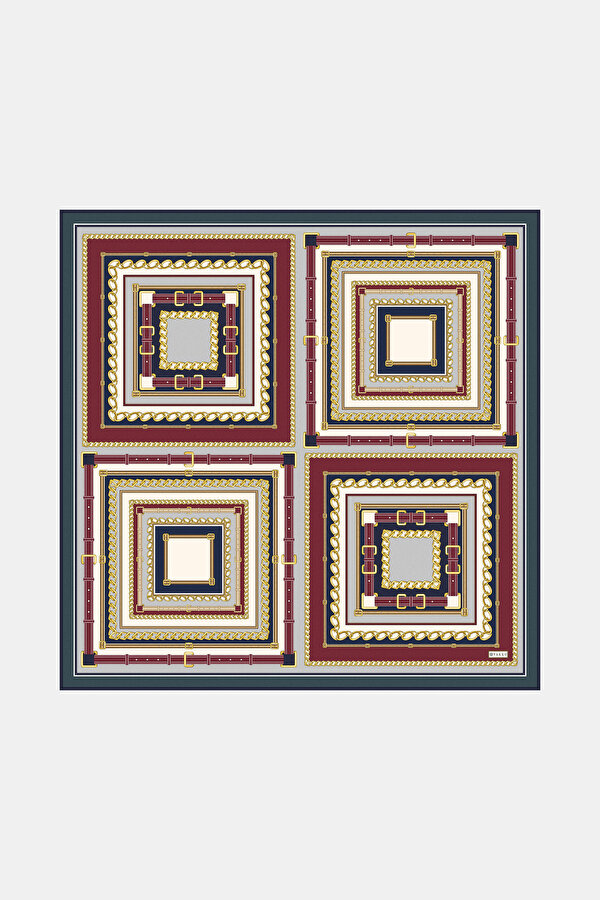 BORDO OBJE DESENLİ TWILL EŞARP