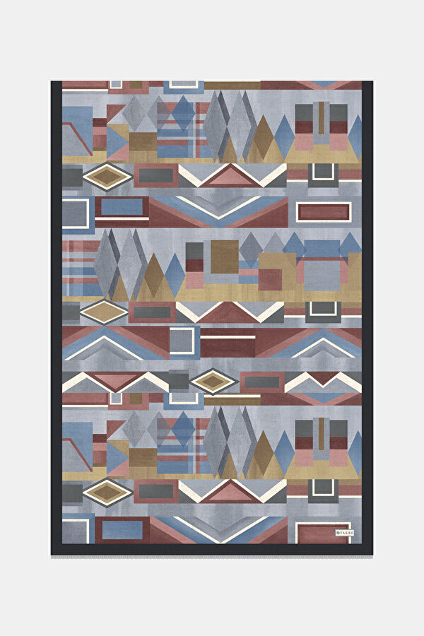 ANTHRACITE GEOMETRIC DESIGN VOILE SILK SHAWL