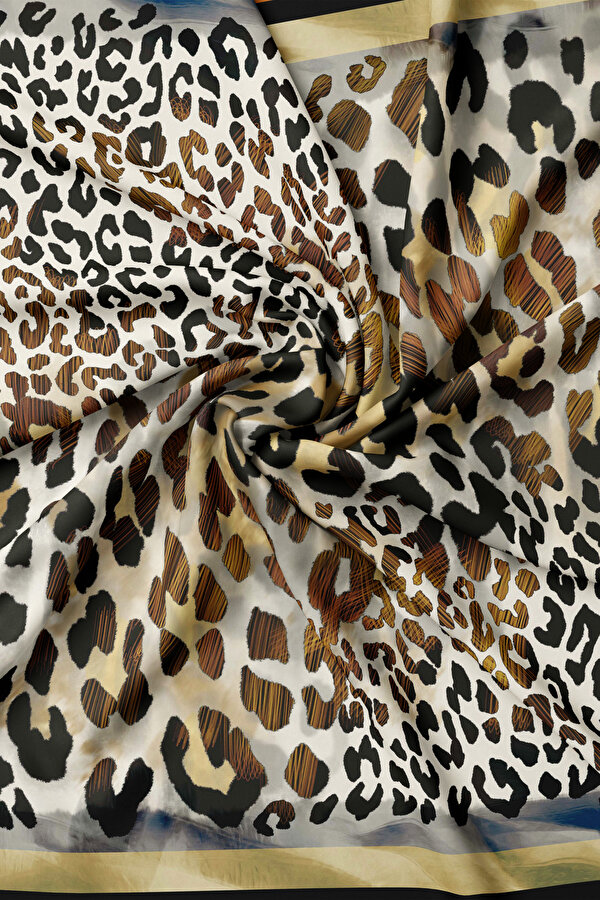 BROWN ANIMAL FIGURED TWILL SCARF 2