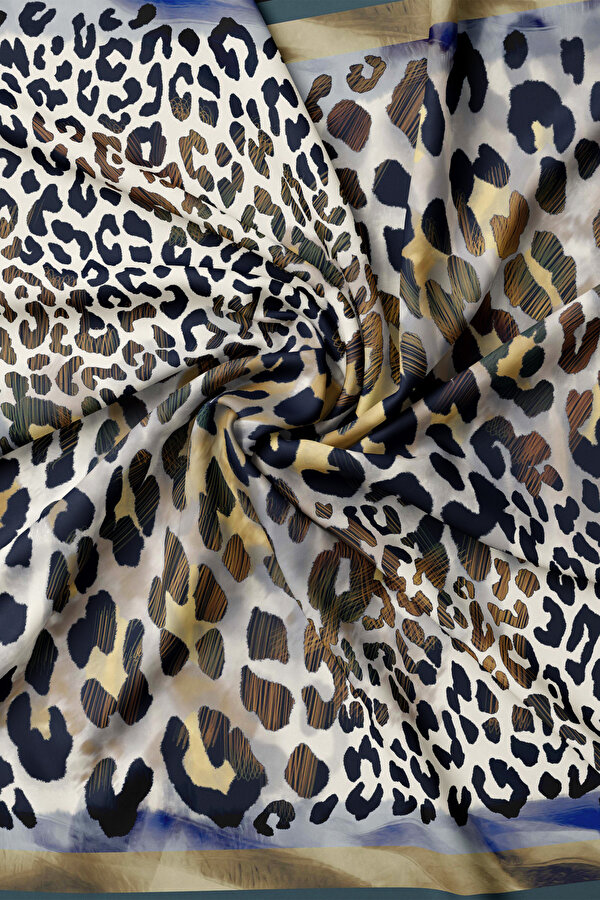 BROWN ANIMAL FIGURED TWILL SCARF 2