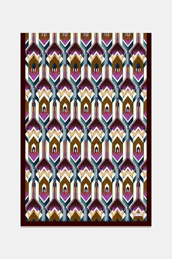 FUCHSIA GEOMETRIC DESIGN TWILL SHAWL