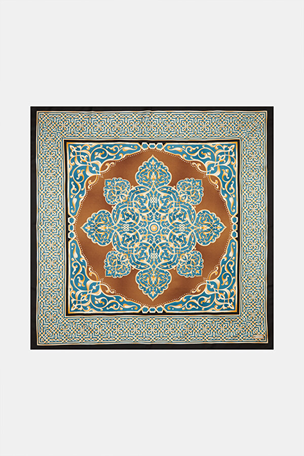 PETROL ETNİK DESENLİ TWILL EŞARP