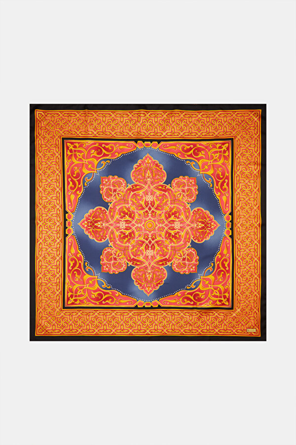 KIRMIZI ETNİK DESENLİ TWILL EŞARP