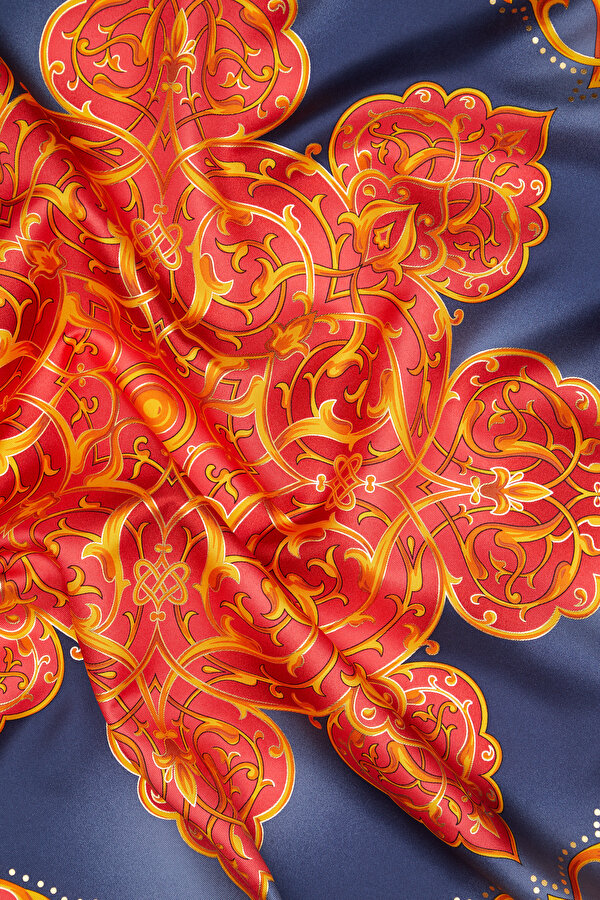 KIRMIZI ETNİK DESENLİ TWILL EŞARP 2