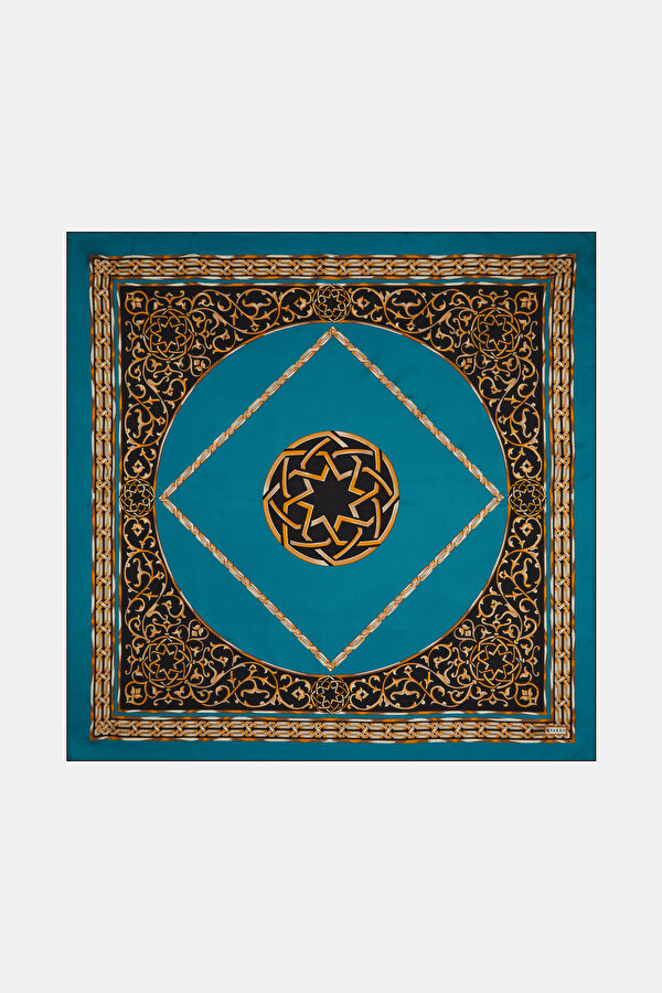 OIL GREEN ETHNIC DESIGN TWILL SCARF