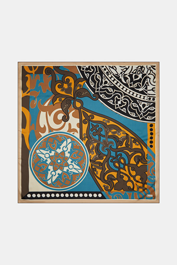PETROL ETNİK DESENLİ TWILL EŞARP