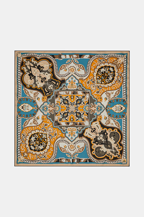 OIL GREEN ETHNIC DESIGN TWILL SCARF