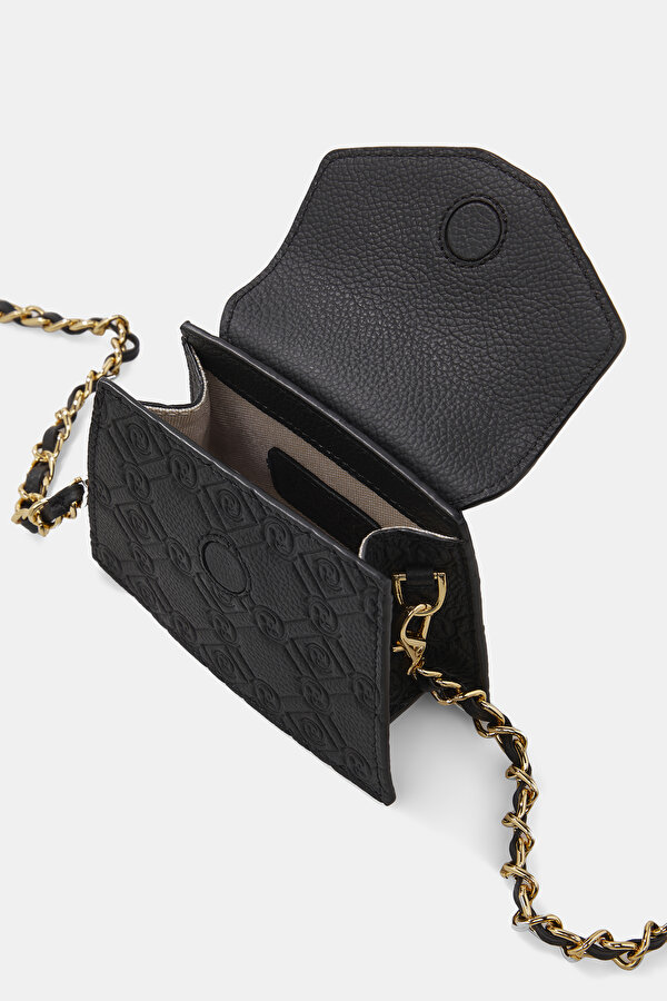 BLACK MONOGRAM LEATHER BAG 6