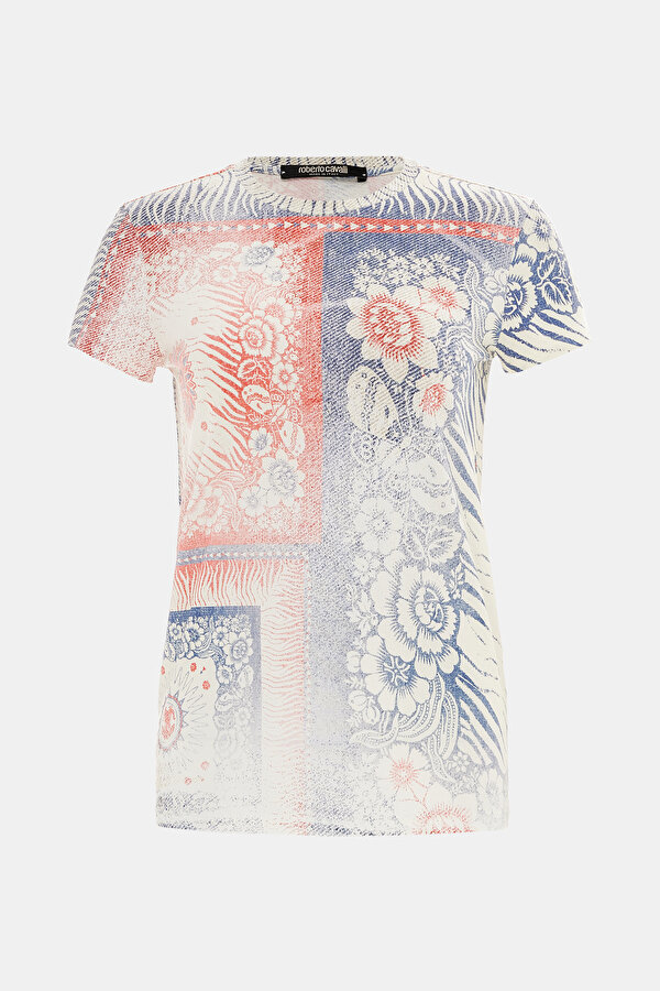 CLOSE FIT MULTICOLOR BASIC / ROUND NECKLINE DESIGN FILLED TSHIRT
