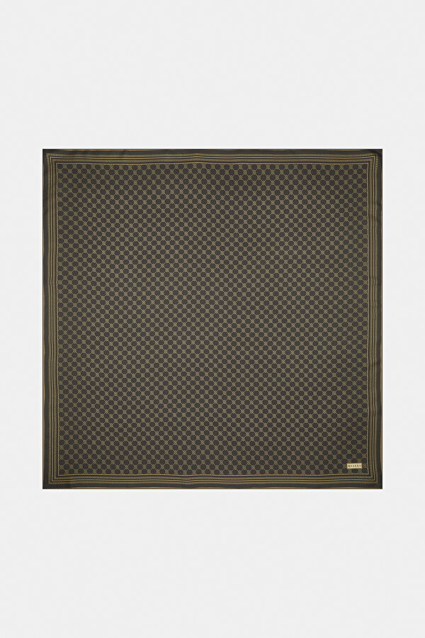 CAMEL MONOGRAM TWILL SCARF