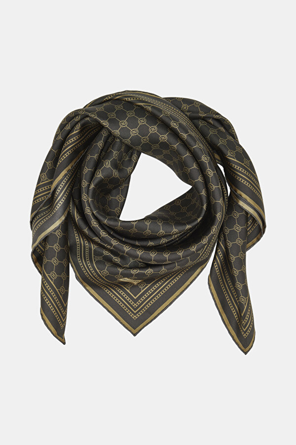 CAMEL MONOGRAM TWILL SCARF 2