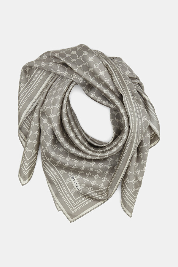 ECRU MONOGRAM TWILL SCARF 2