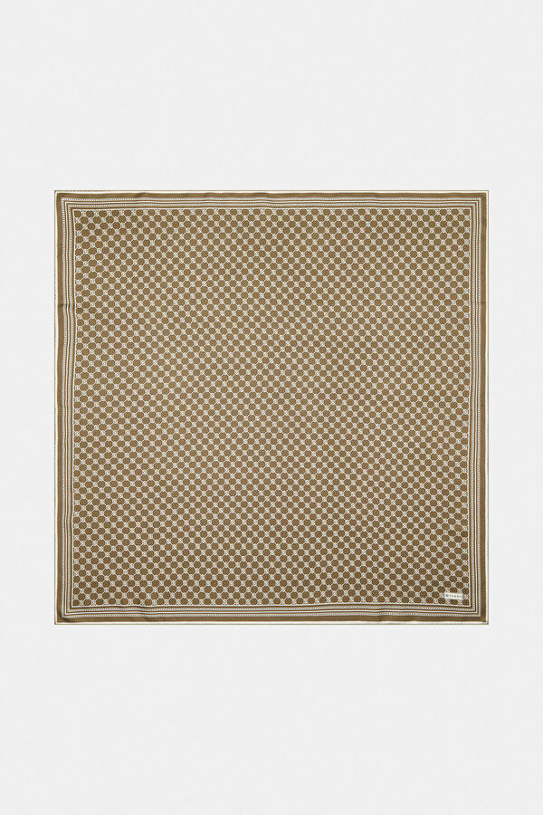 AÇIK KAHVE MONOGRAM TWILL EŞARP