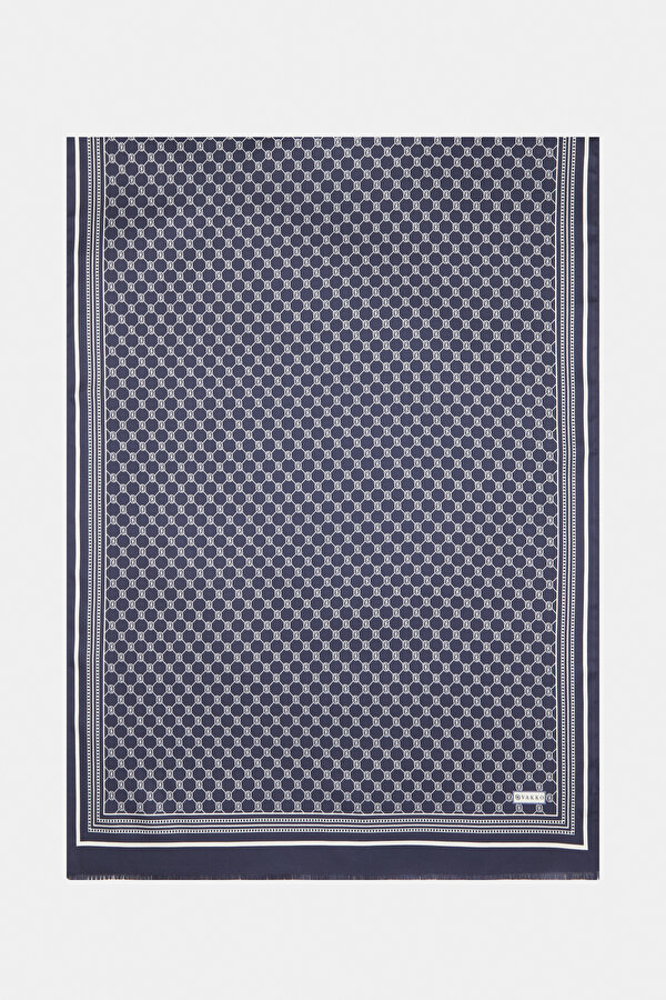 LACİVERT MONOGRAM TWILL ŞAL