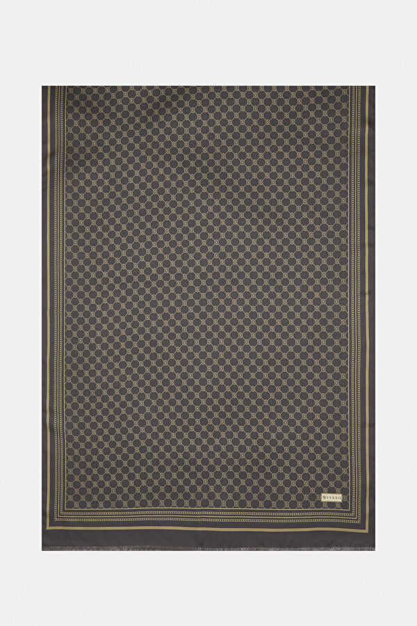 KOYU KAHVE MONOGRAM TWILL ŞAL