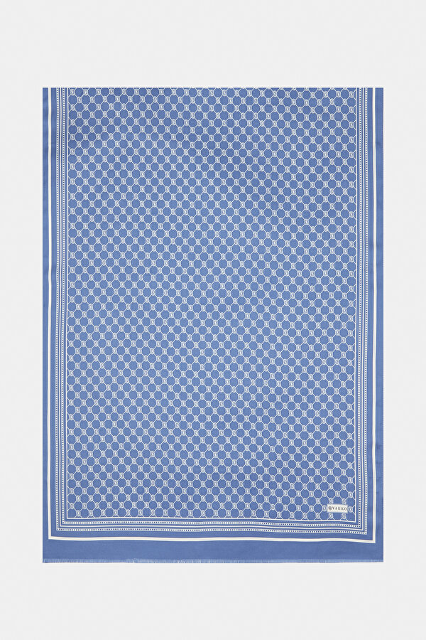 OIL GREEN MONOGRAM TWILL SHAWL