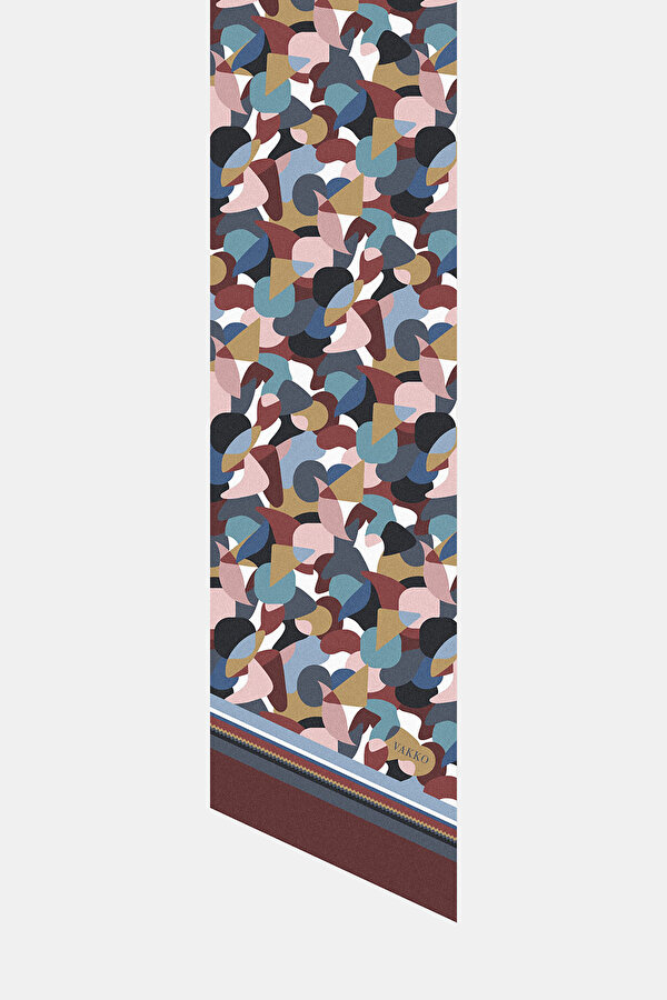 ANTHRACITE GEOMETRIC DESIGN TWILL FOULARD