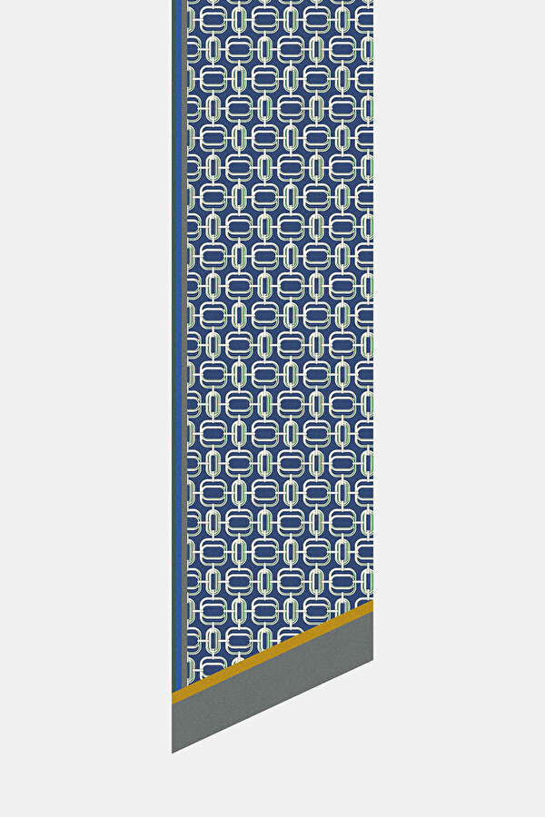 ZÜMRÜT YEŞİLİ GEOMETRİK DESENLİ TWILL FULAR 2