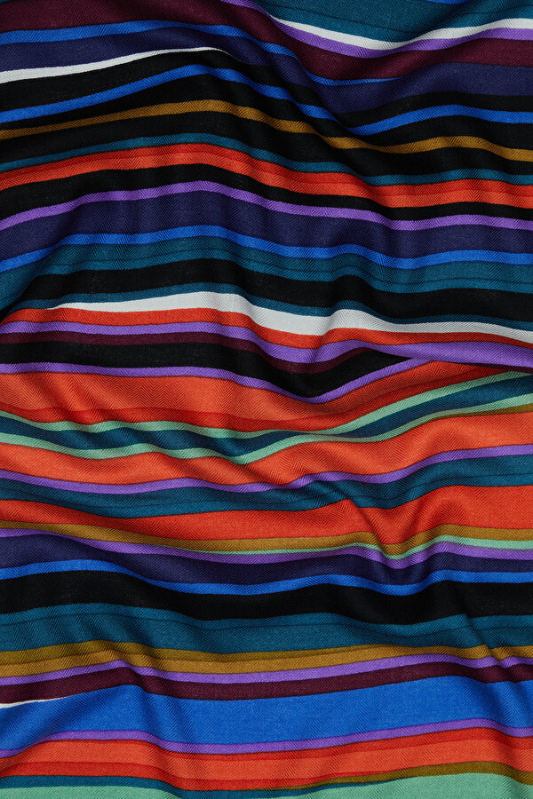 ORANGE GEOMETRIC DESIGN CASHMERE/SILK SHAWL 2