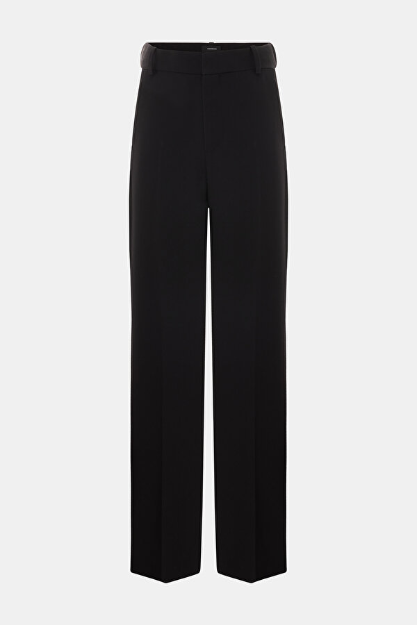 BLACK STRAİGHT CUT WOOL TROUSERS