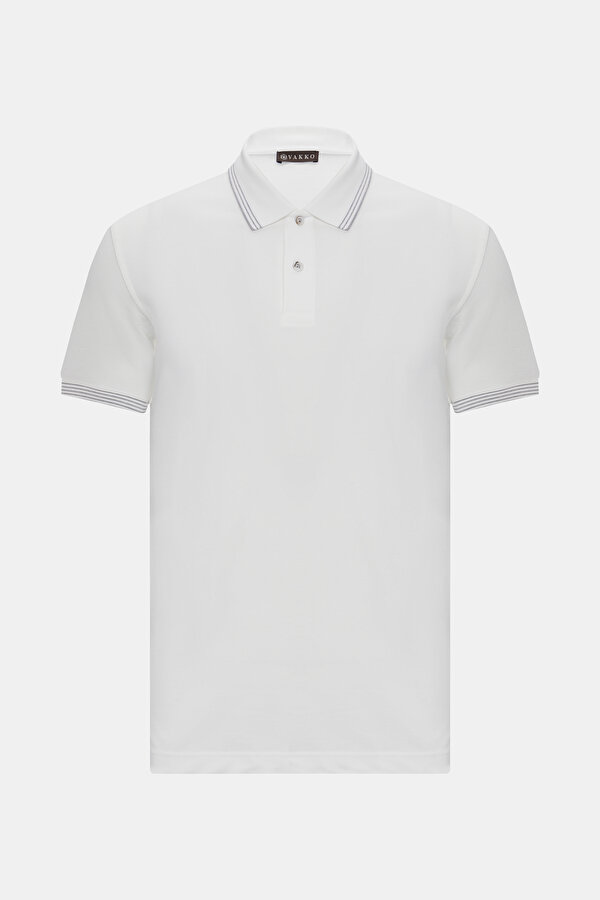 EKRU POLO YAKA KISA KOLLU T-SHIRT