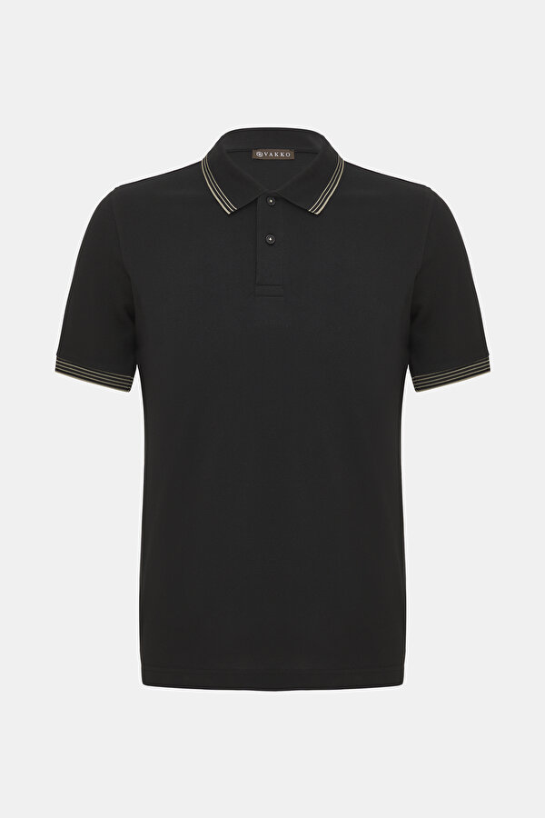 SİYAH POLO YAKA KISA KOLLU T-SHİRT
