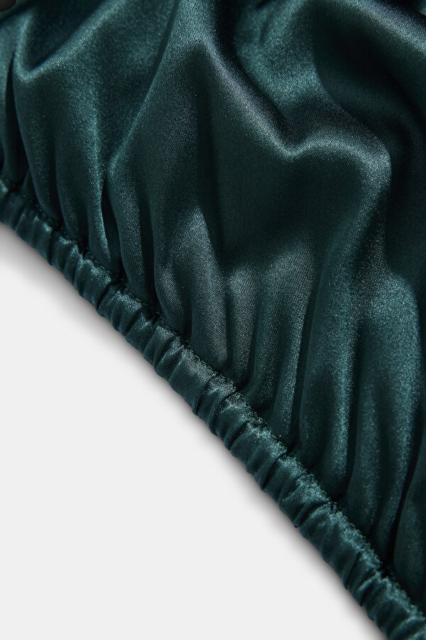 DARK GREEN WRAP LONG SLEEVE BLOUSE 12