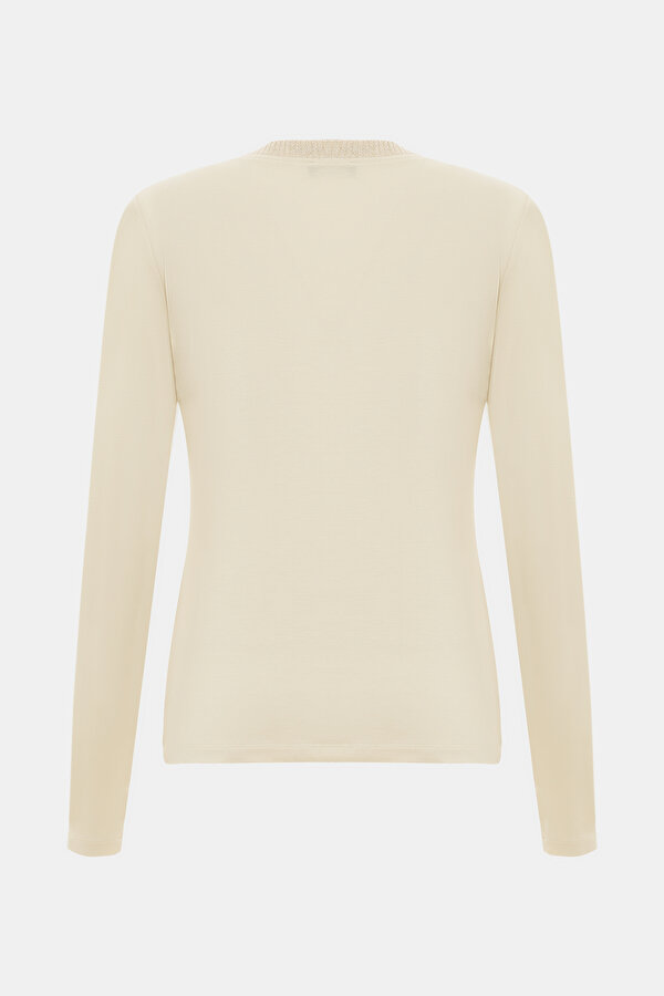 CREAM BASIC / ROUND NECKLINE LONG SLEEVE TSHIRT 2