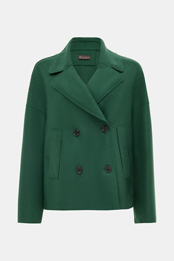 DARK GREEN SURPLICE NECKLINE (CROSS-OVER NECKLINE) JACKET 6