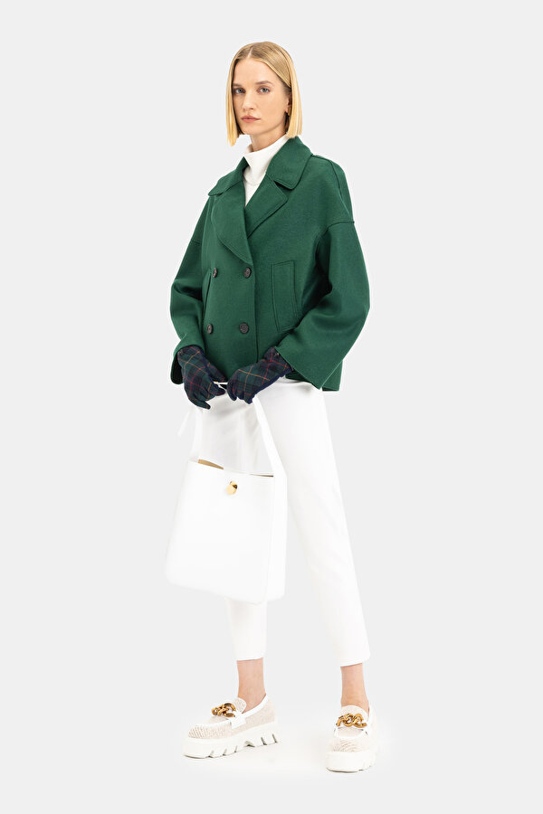 DARK GREEN SURPLICE NECKLINE (CROSS-OVER NECKLINE) JACKET