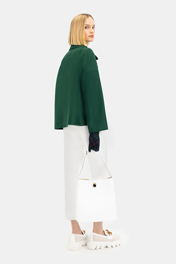 DARK GREEN SURPLICE NECKLINE (CROSS-OVER NECKLINE) JACKET 2
