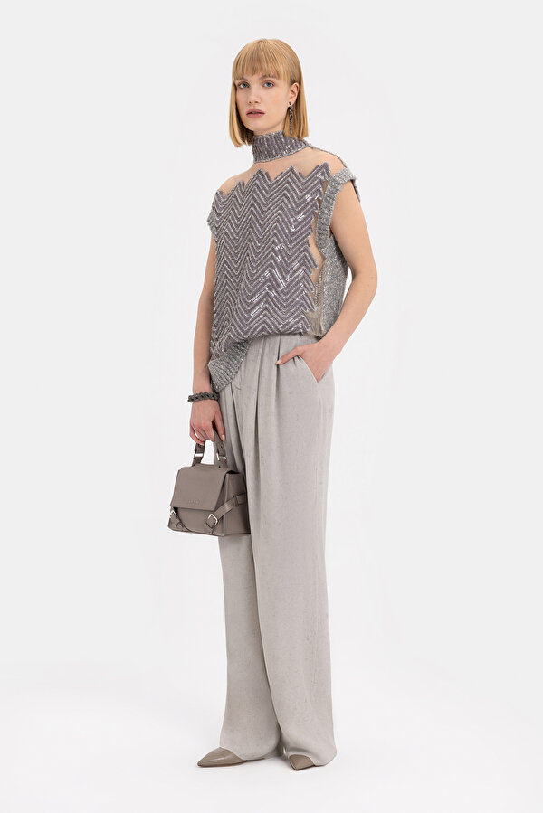GREY WIDE LEG TROUSERS