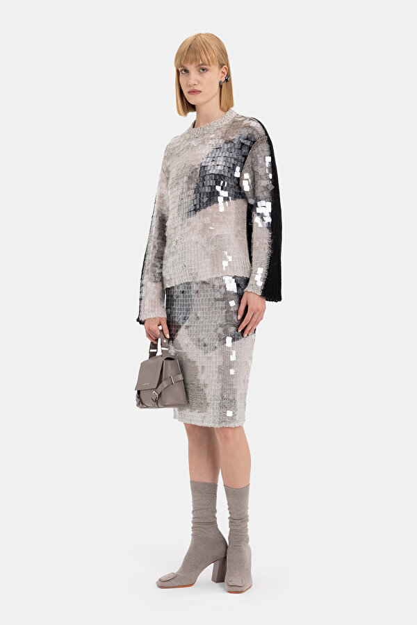 WHITE SEQUINED SKIRT