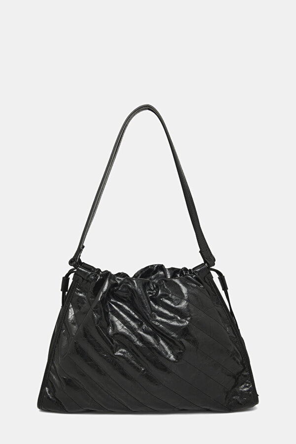 BLACK MONOGRAM LEATHER BAG
