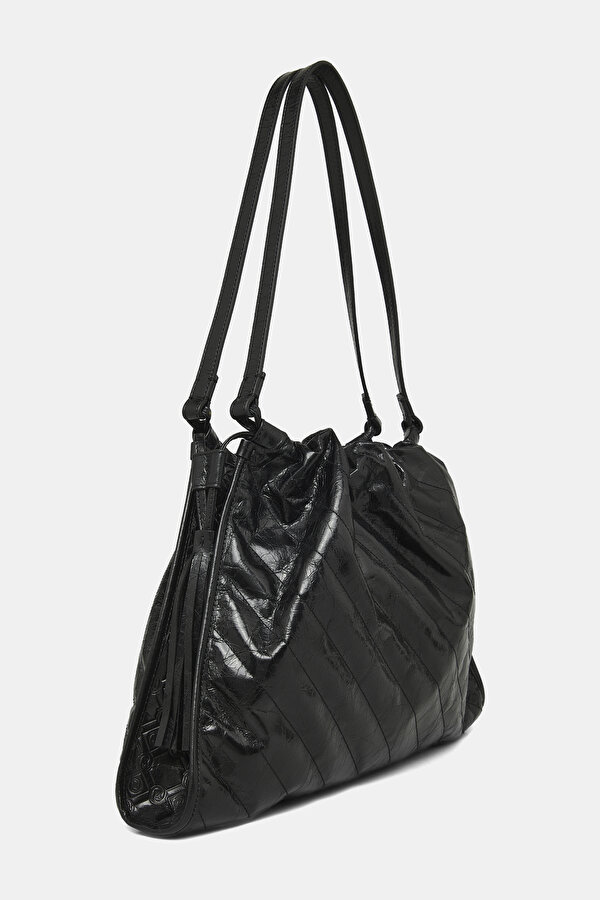 BLACK MONOGRAM LEATHER BAG 2
