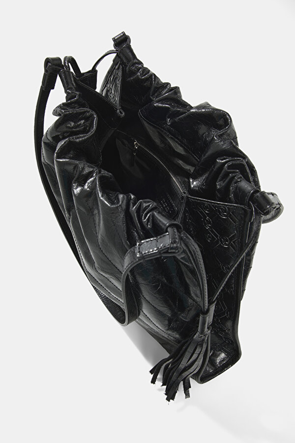 BLACK MONOGRAM LEATHER BAG 6