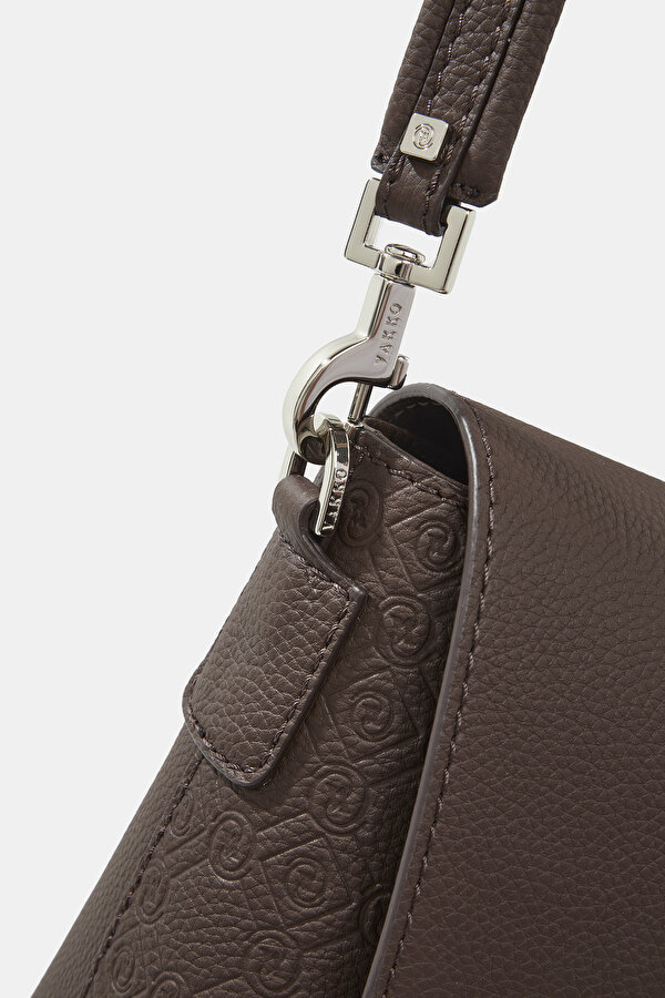 BROWN MONOGRAM LEATHER BAG 6