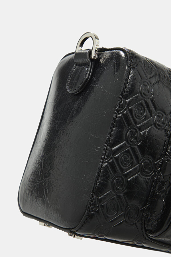 BLACK MONOGRAM LEATHER BAG 6