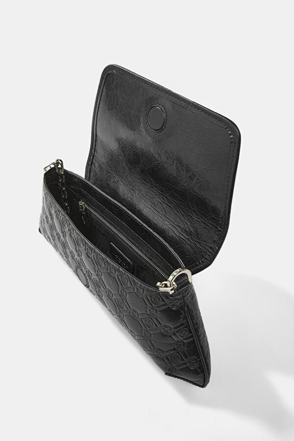BLACK MONOGRAM LEATHER BAG 6
