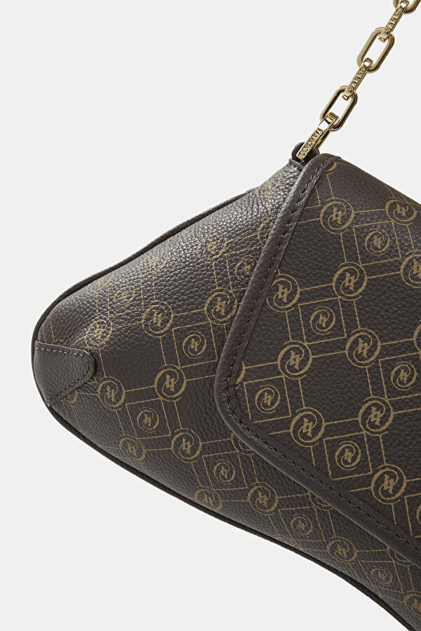 BEIGE MONOGRAM LEATHER BAG 6