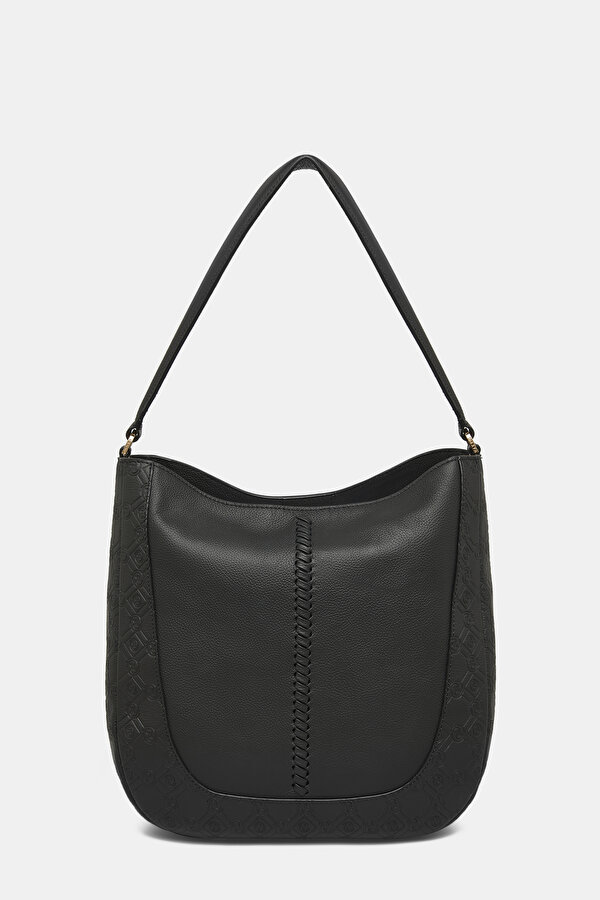 BLACK MONOGRAM LEATHER BAG