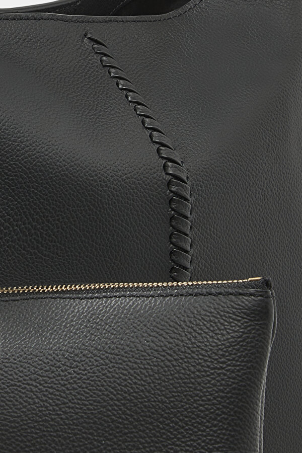 BLACK MONOGRAM LEATHER BAG 6