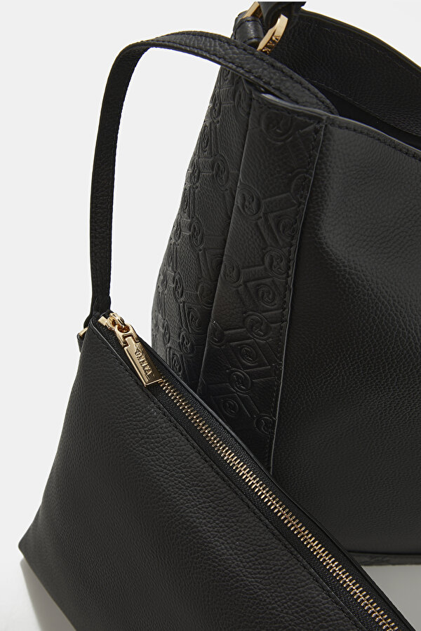 BLACK MONOGRAM LEATHER BAG 7