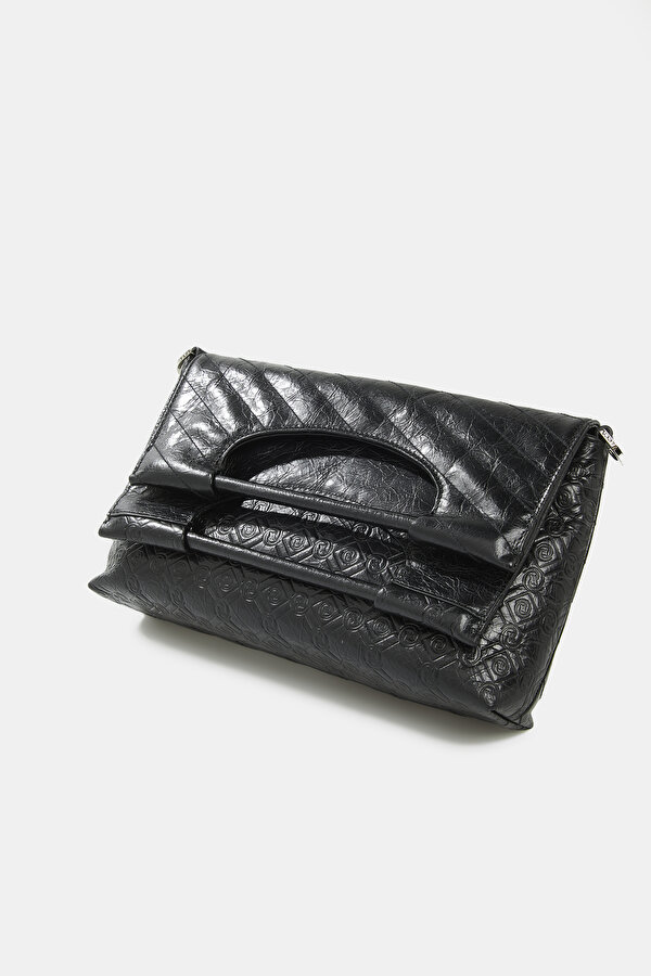 BLACK MONOGRAM LEATHER BAG 6
