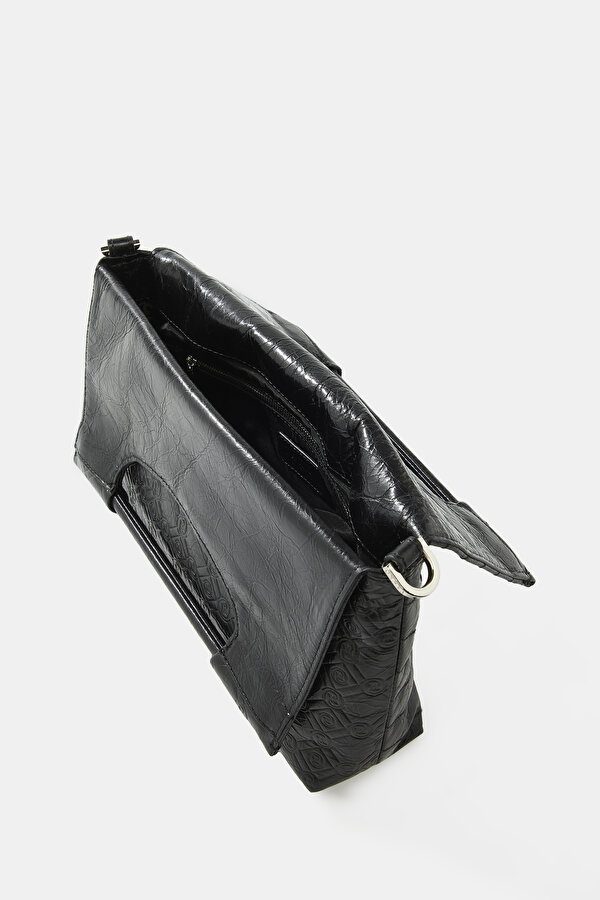 BLACK MONOGRAM LEATHER BAG 7
